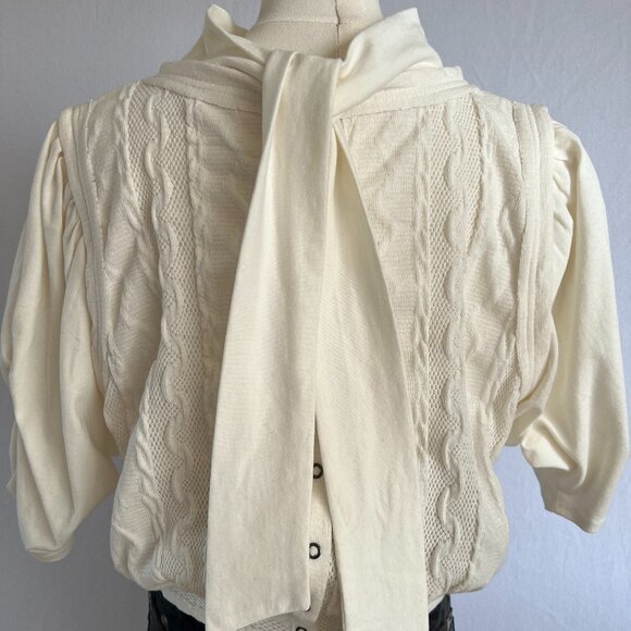 Free People Cream Cable Knit & Jersey Blouse – Cozy & Romantic 🤍 - Picture 4 of 10